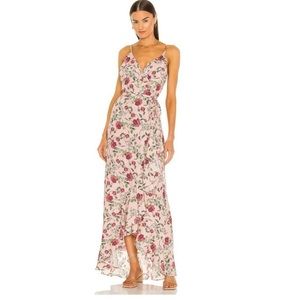 Yumi Kim Floral Fortune Teller Blush Meadow Ruffle Maxi Wrap Dress, size L
